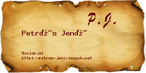 Petrás Jenő névjegykártya